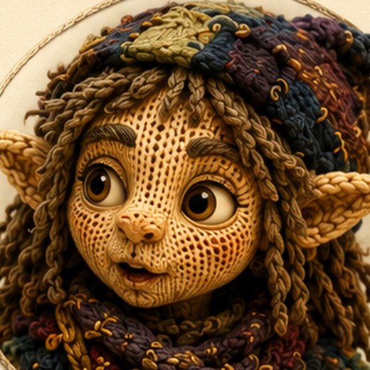 Hespa — knitted character portrait