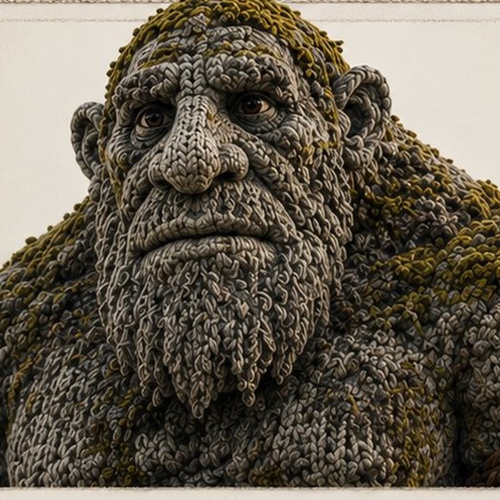 Þéttur — knitted character portrait