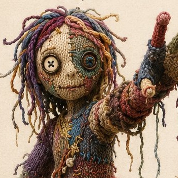 The Unfinished Figure — knitted character portrait